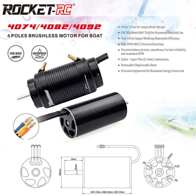 UniFlyRocket-RC 4074 4082 4092 – Rc Boat Water Cooling Jacket Motor recenzja i cena